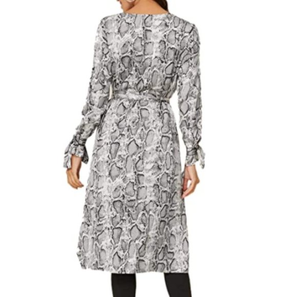 NWT Snakeskin Belted Collared Trench Coat Duster - Picture 4 of 4